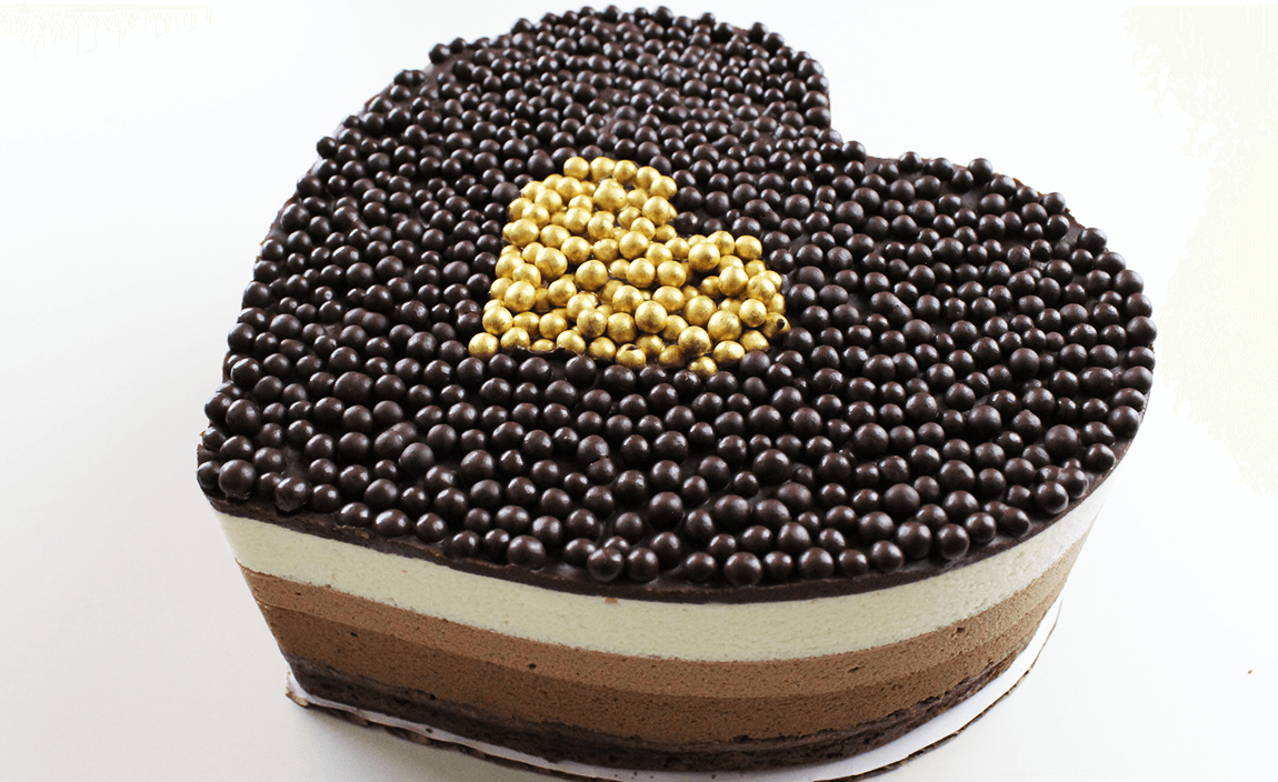 Triple Chocolate Heart Mousse Cake