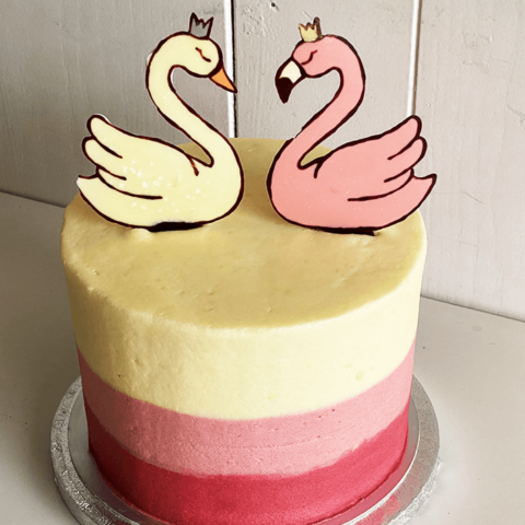 Flamingo & Swan Cake